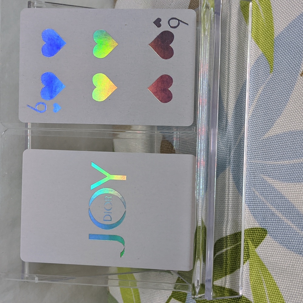 Dior Joy Holographic 6 Of Hearts Playing Card In Protective Case